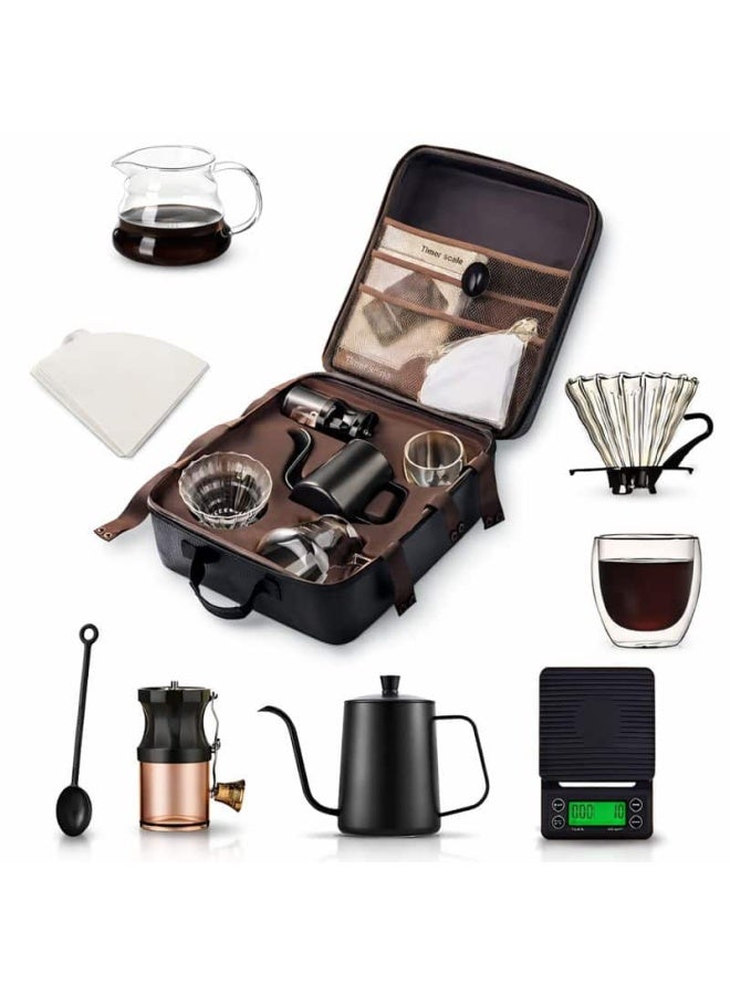 general Outdoor Portable Hand Coffee Pot Suit Hand Coffee Pot Bean Grinder Coffee Appliance Camping Coffee Gift Box - Image 1